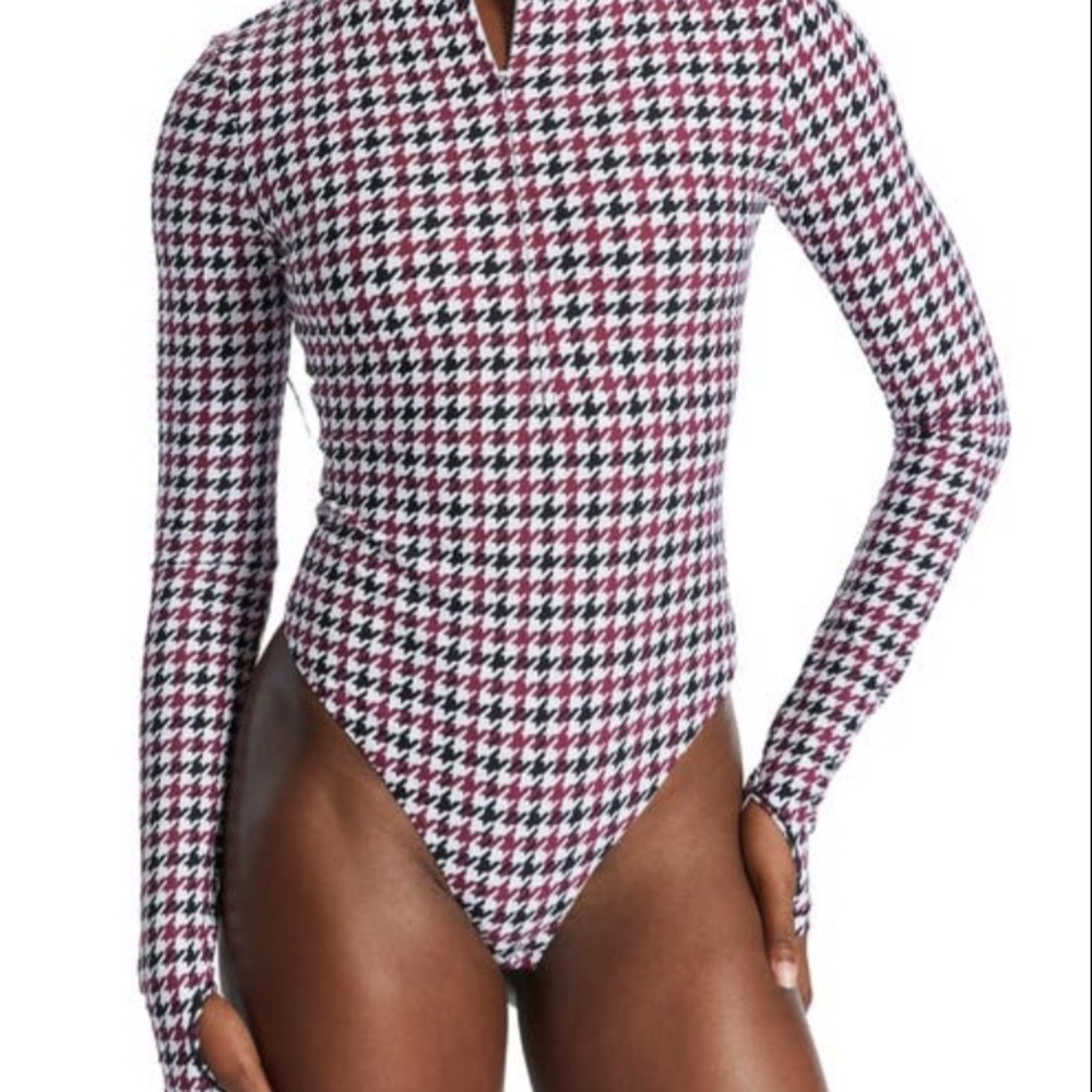 Bandier Houndstooth Bodysuit - NWT